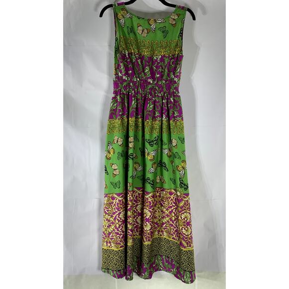 CHANGES By TOGETHER Women's Green Butterfly Mixed Print V-Neck Maxi Dress SZ 6 - Picture 2 of 9